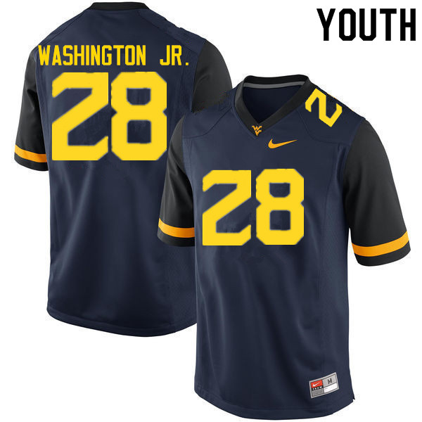 NCAA Youth Keith Washington Jr. West Virginia Mountaineers Navy #28 Nike Stitched Football College Authentic Jersey WH23G14BD